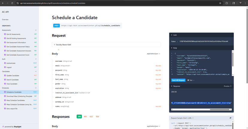 Assessment Center API
